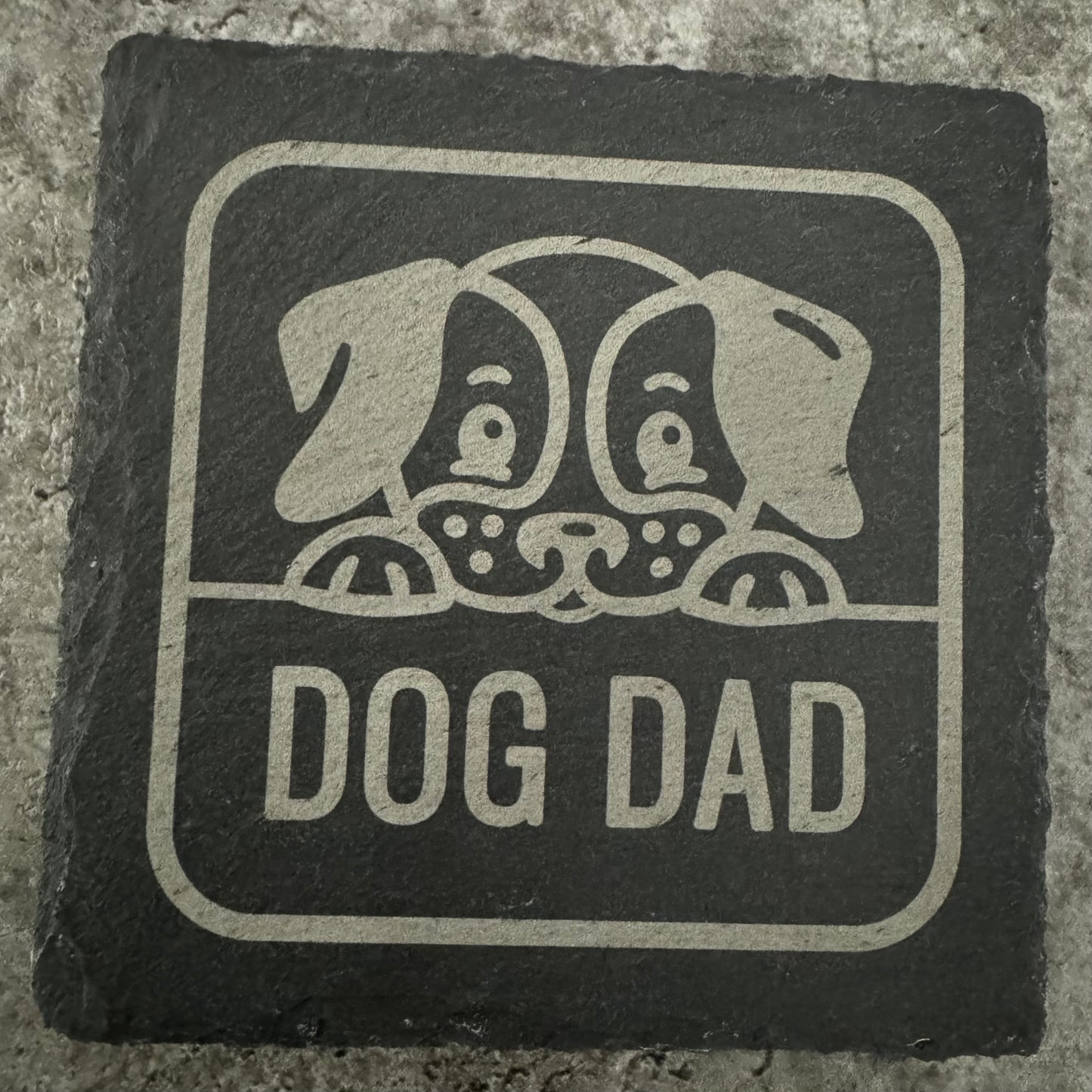 Dog dad engraved slate coaster