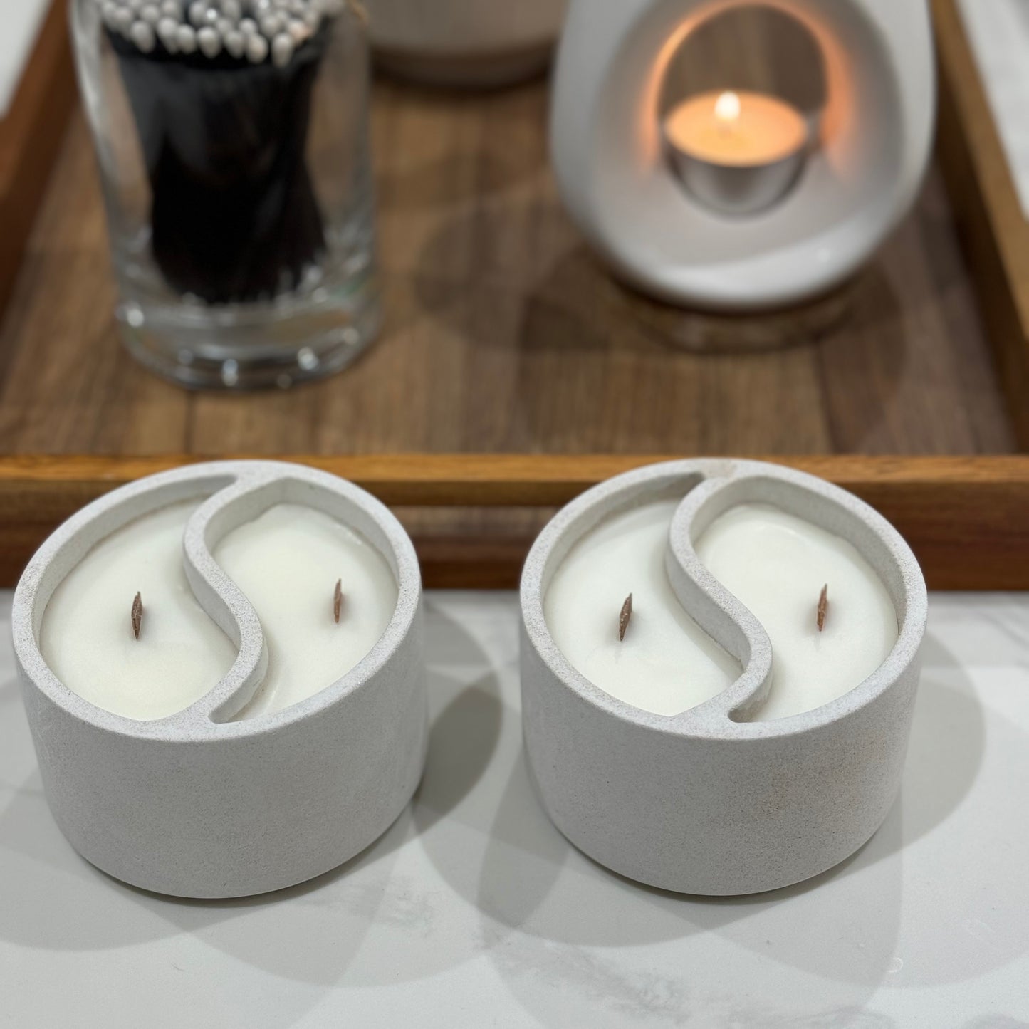 Yin Yang stoneware candle