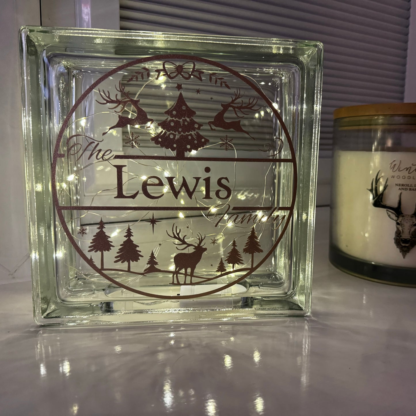 Personalised glass block with lights