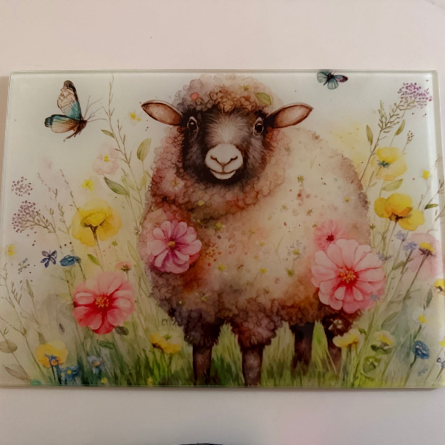 A4 Sheep Glass Chopping Board