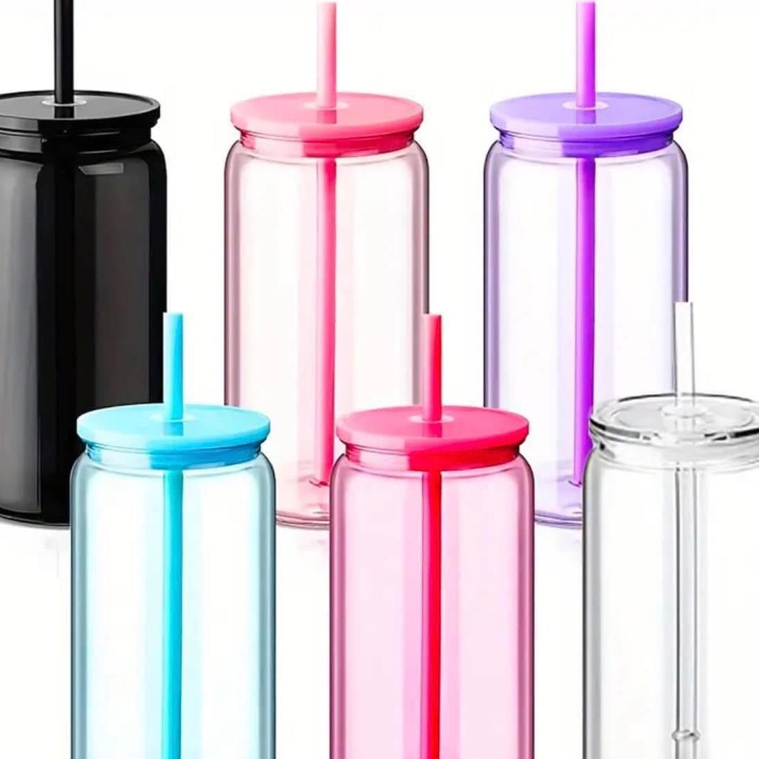 Set of 6 plastic coloured libbey cups