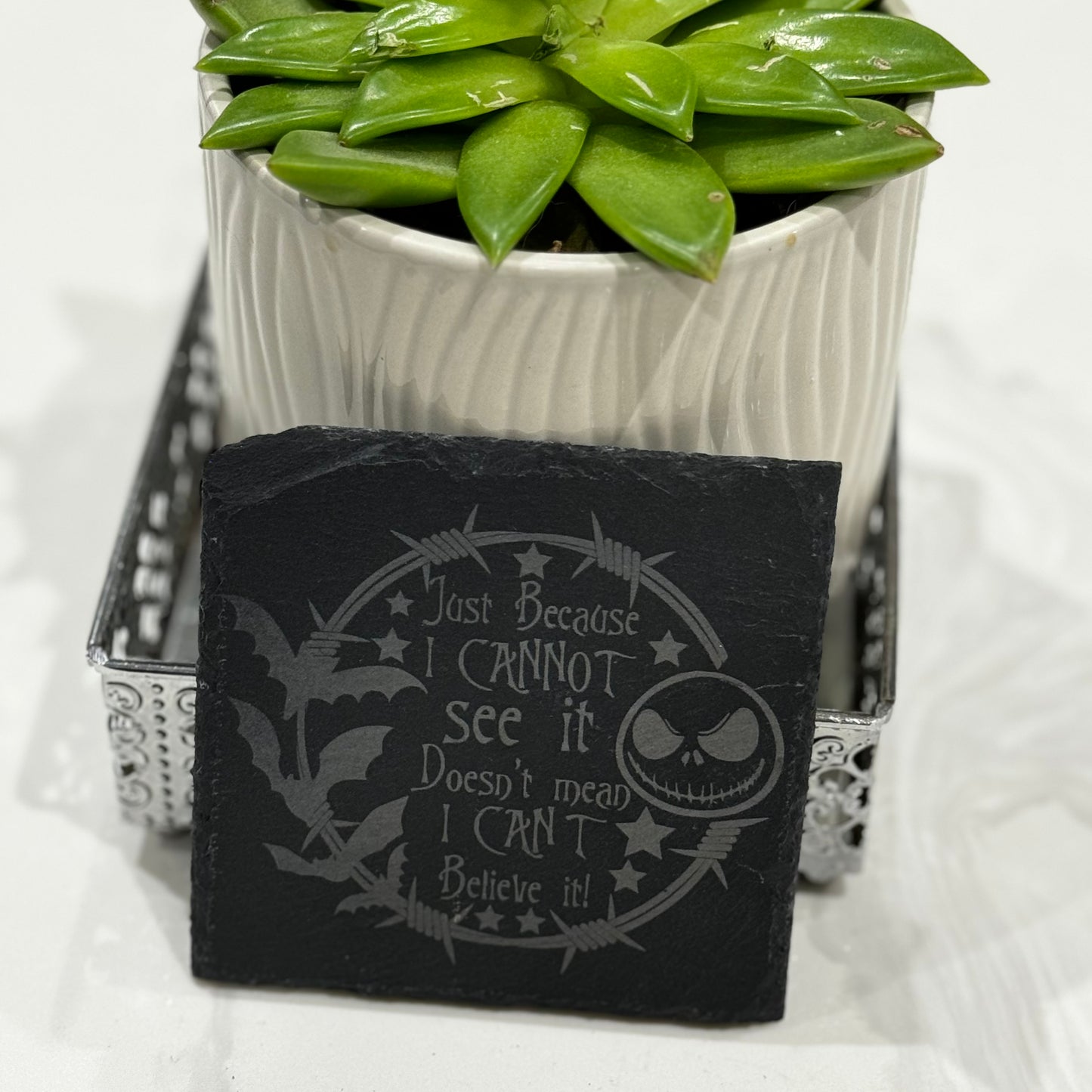 J Skelton inspired slate coaster