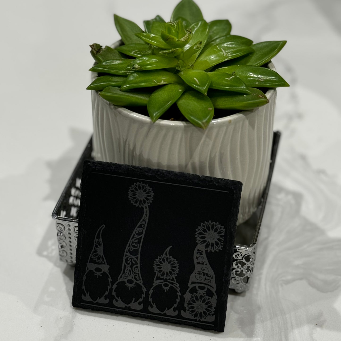 4 gonks slate coaster