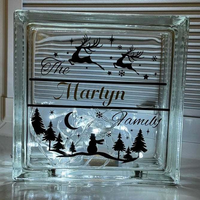 Customised glass block with lights