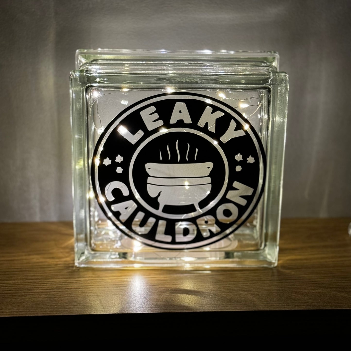 Leaky cauldron light up glass block