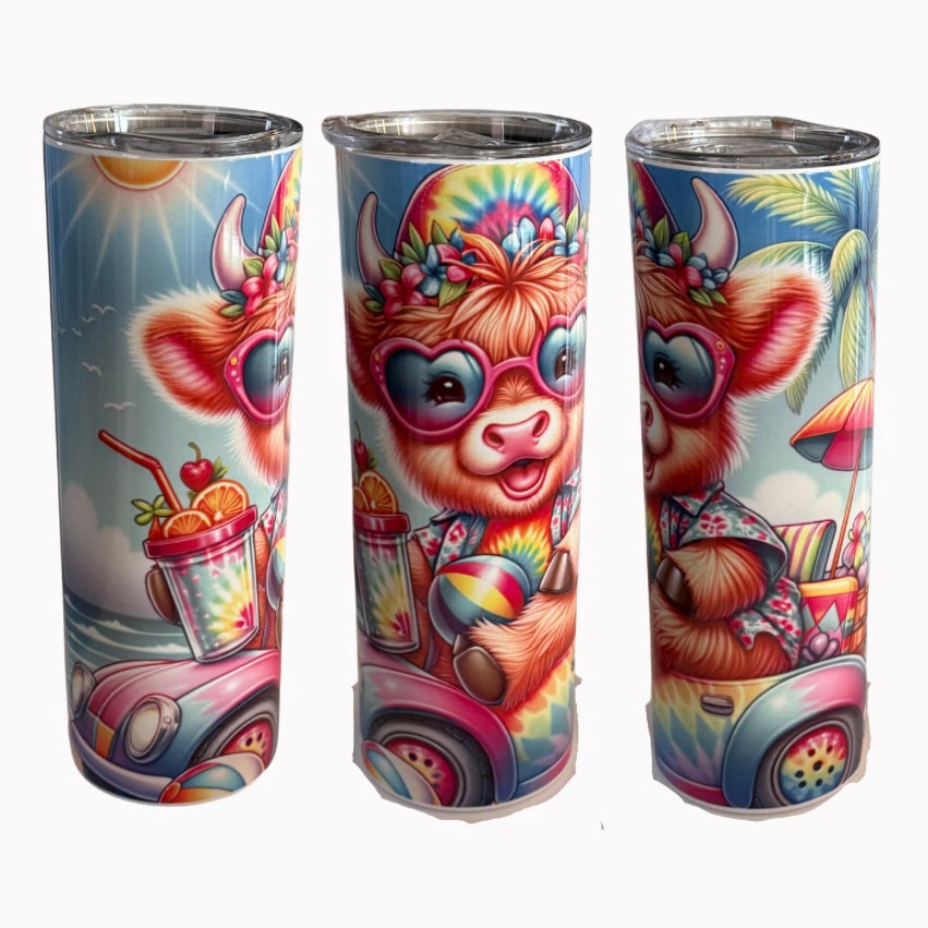 Summer Highland Cow Hot & Cold Tumbler