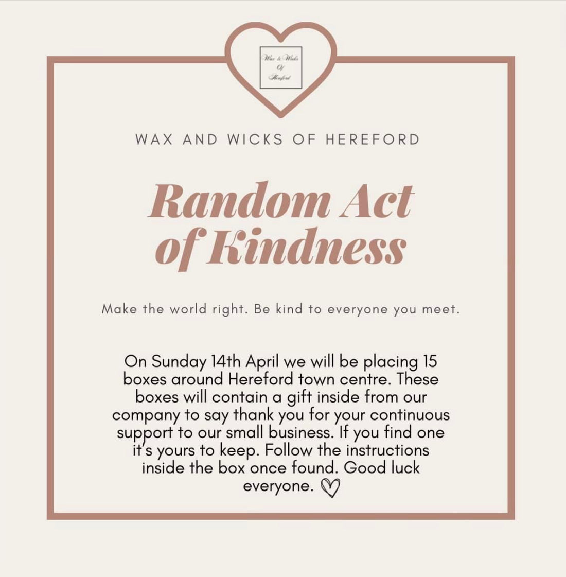 🕯️ Join Us for 'Random Acts of Kindness Day' in Hereford City Centre!