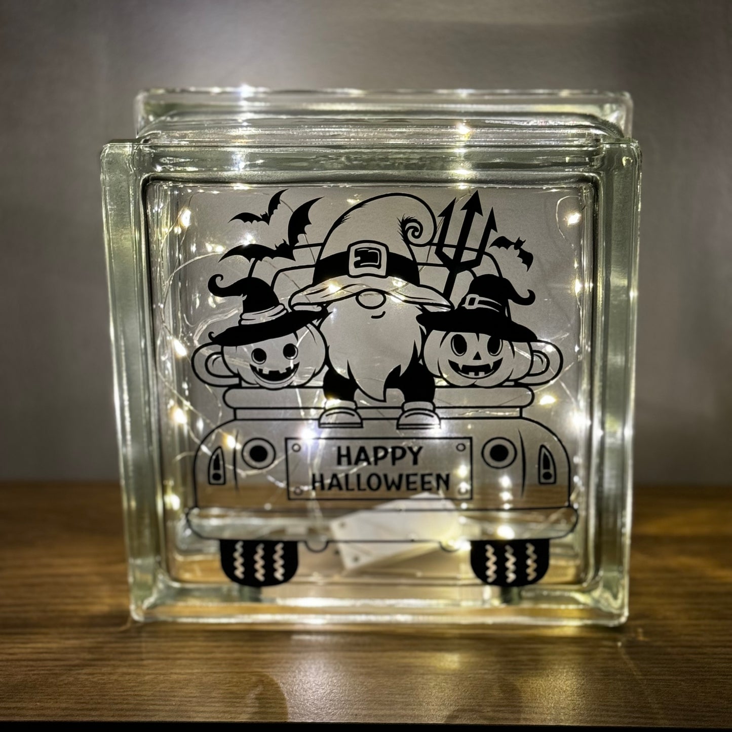 Halloween light up glass block 