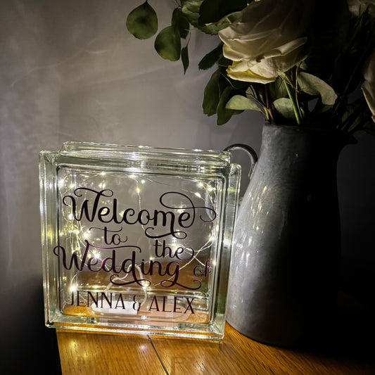 Wedding design light up glass block