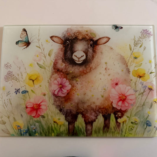 A4 Sheep Glass Chopping Board