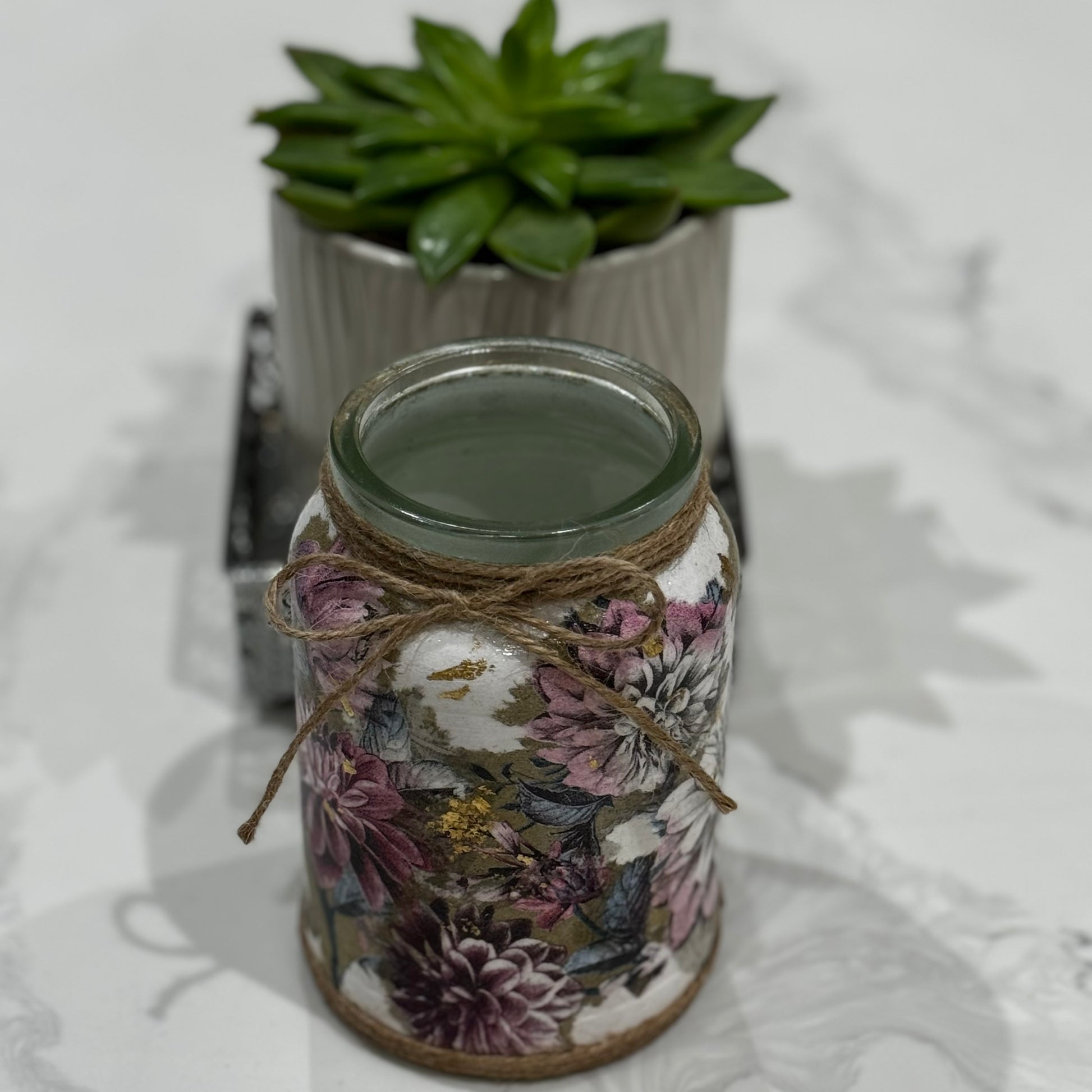 Flower glass jar 