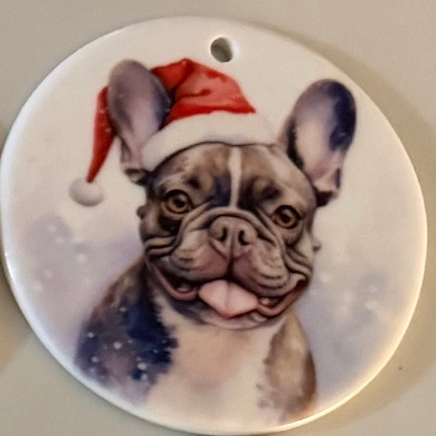 Frenchie Ceramic Tree Decoration