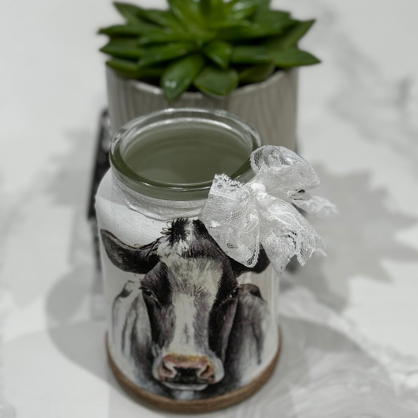 Cow glass jar 