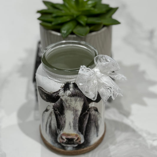 Cow glass jar 