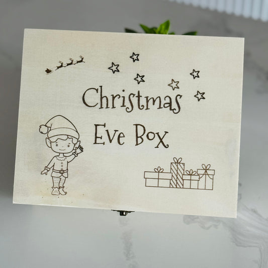 Wooden engraved Christmas Eve box