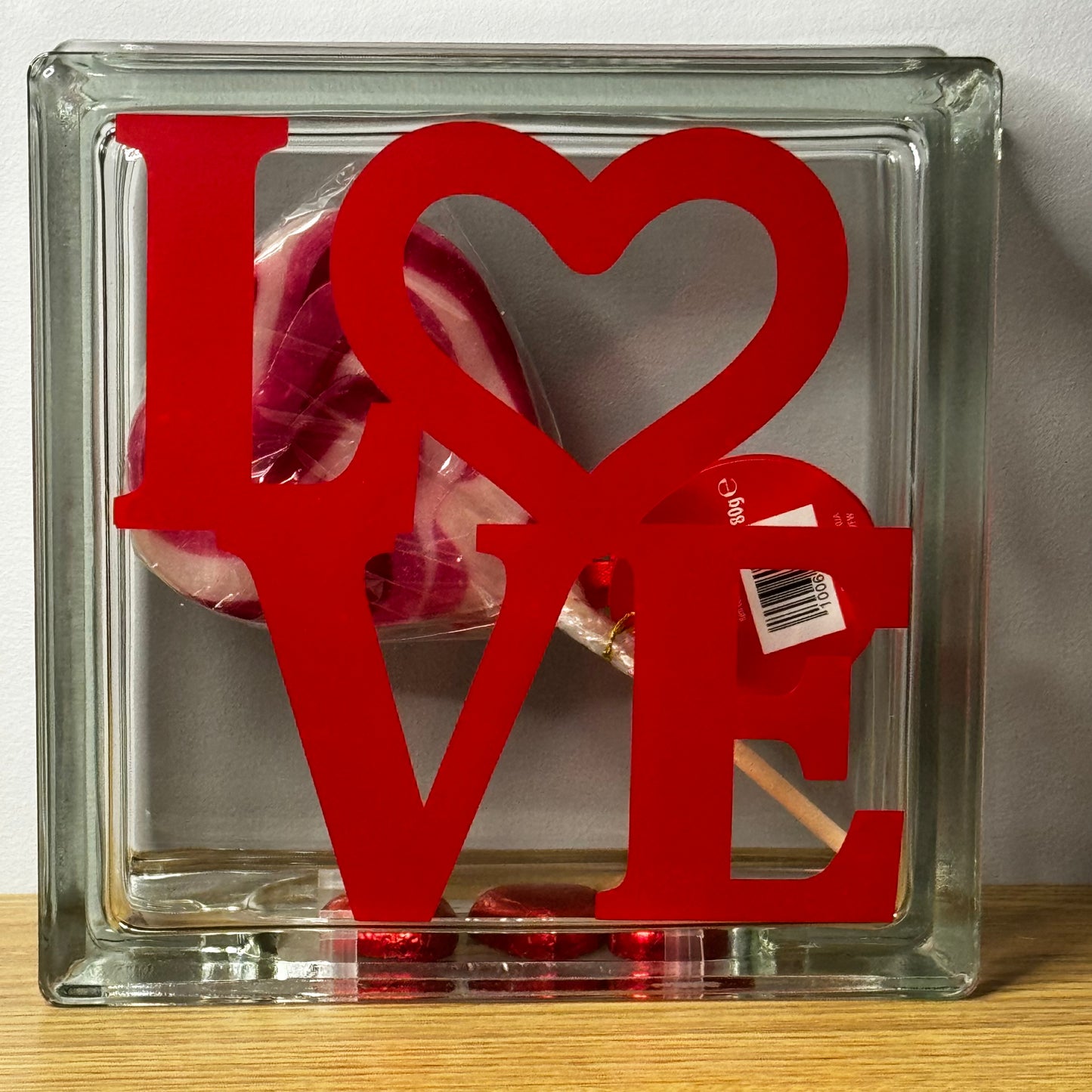 Love glass block 