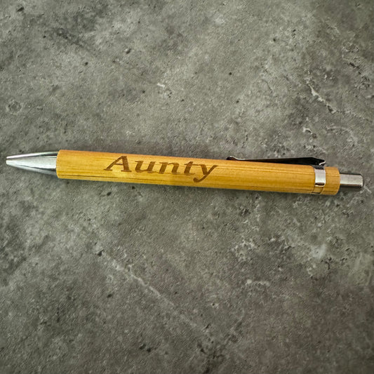 Aunty bamboo engraved pen 