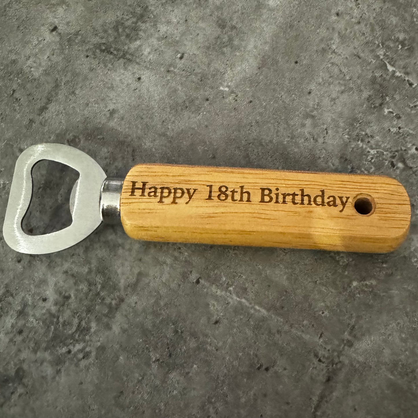 18th Birthday engraved wooden bottle opener 