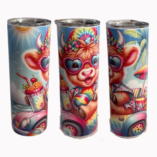 Summer Highland Cow Hot & Cold Tumbler