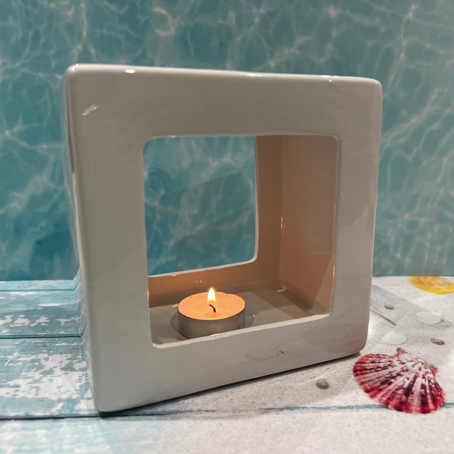 Large Square White Wax Melt Burner